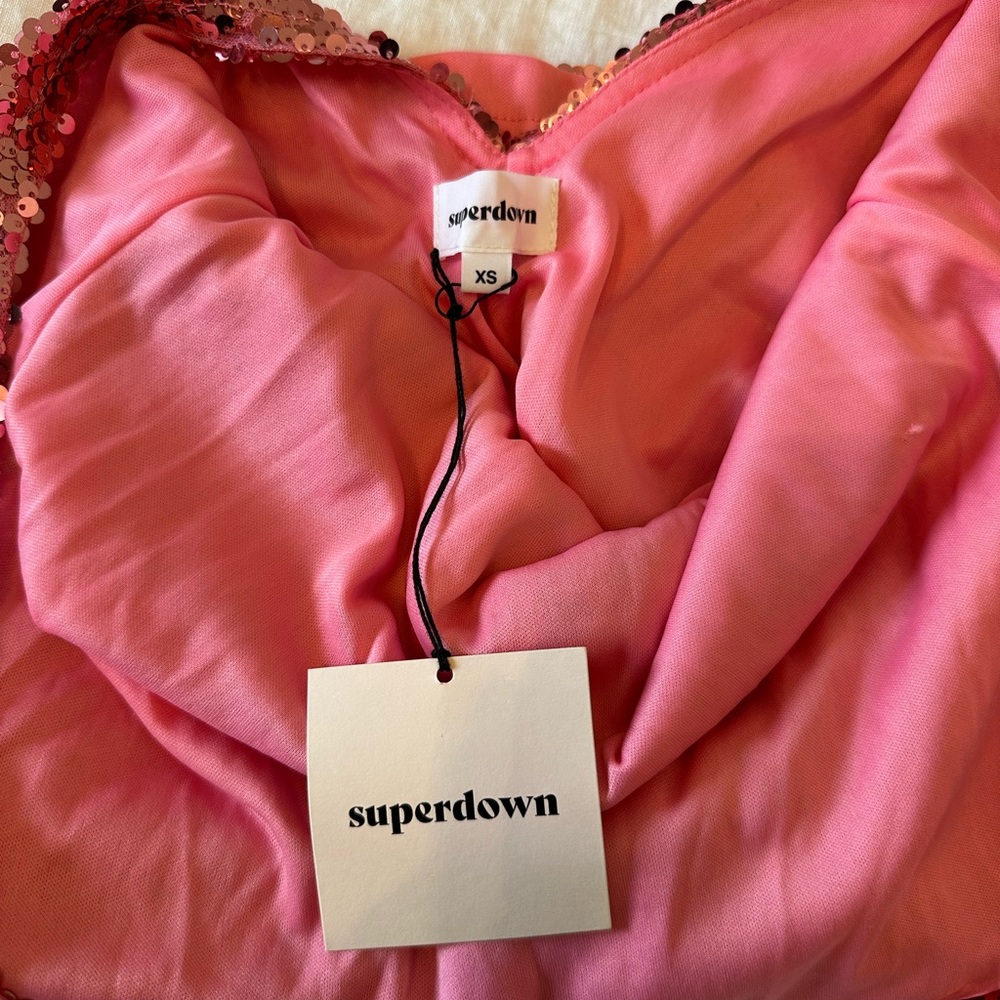 NWT superdown Cindi Sequin Backless Mini Dress XS… - image 5